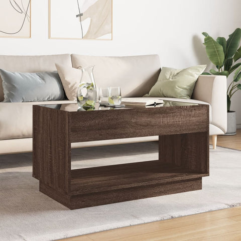 vidaXL Coffee Table with Infinity LED Brown Oak 90x50x50 cm