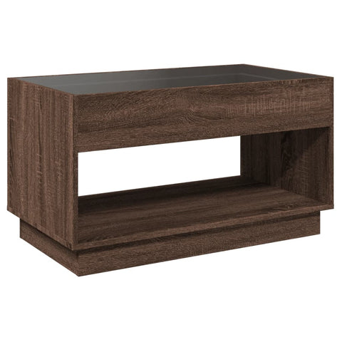 vidaXL Coffee Table with Infinity LED Brown Oak 90x50x50 cm