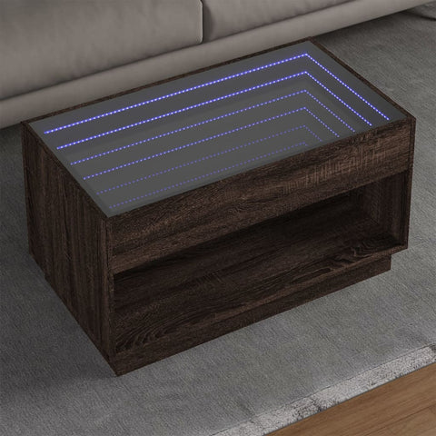 vidaXL Coffee Table with Infinity LED Brown Oak 90x50x50 cm