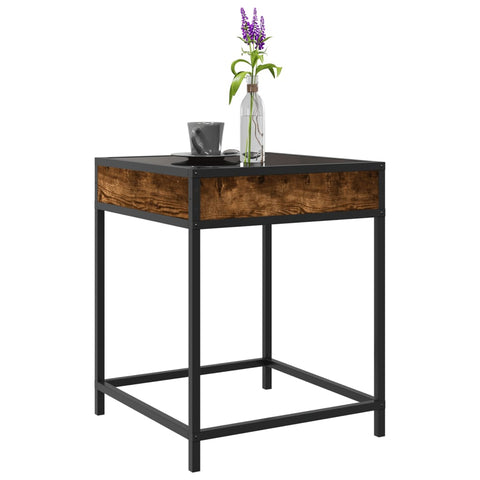 vidaXL Coffee Table with Infinity LED Smoked Oak 40x40x51 cm