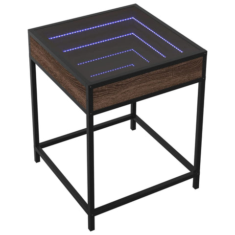 vidaXL Coffee Table with Infinity LED Brown Oak 40x40x51 cm