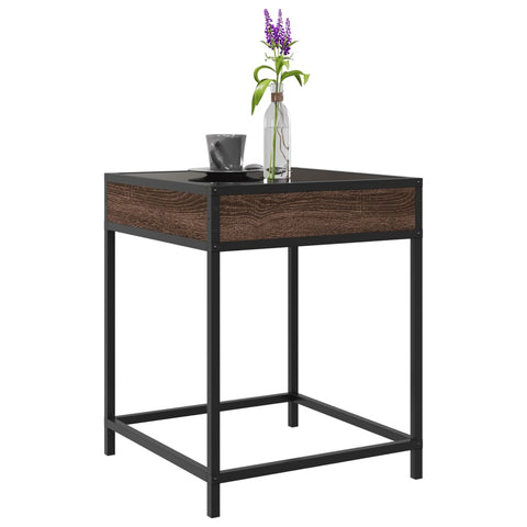 vidaXL Coffee Table with Infinity LED Brown Oak 40x40x51 cm