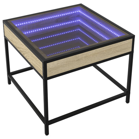 vidaXL Coffee Table with Infinity LED Sonoma Oak 50x50x41 cm