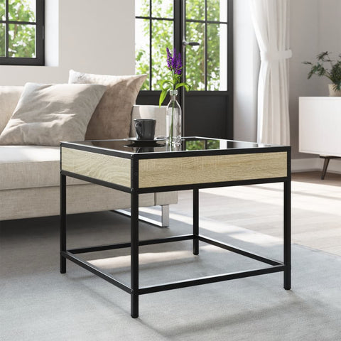 vidaXL Coffee Table with Infinity LED Sonoma Oak 50x50x41 cm