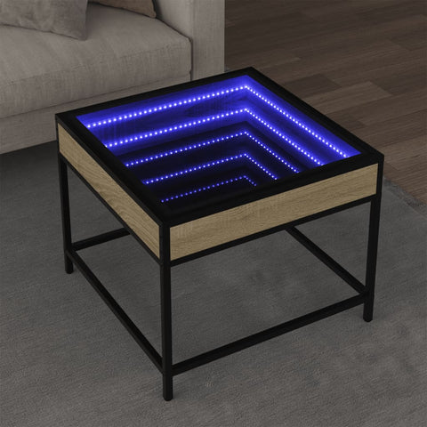 vidaXL Coffee Table with Infinity LED Sonoma Oak 50x50x41 cm