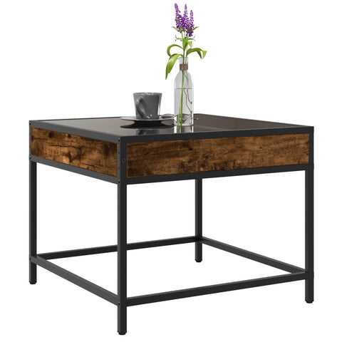 vidaXL Coffee Table with Infinity LED Smoked Oak 50x50x41 cm