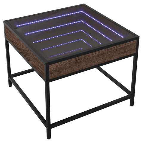 vidaXL Coffee Table with Infinity LED Brown Oak 50x50x41 cm