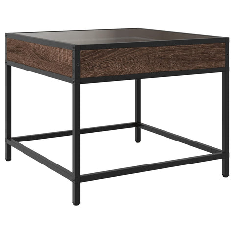 vidaXL Coffee Table with Infinity LED Brown Oak 50x50x41 cm