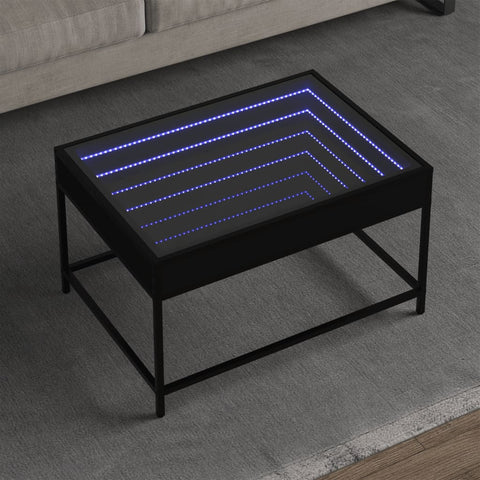 vidaXL Coffee Table with Infinity LED Black 70x50x41 cm