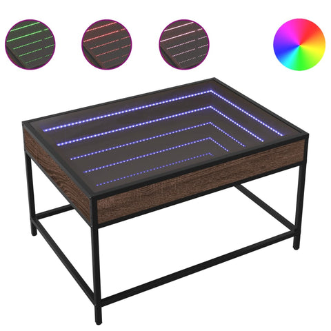 vidaXL Coffee Table with Infinity LED Brown Oak 70x50x41 cm