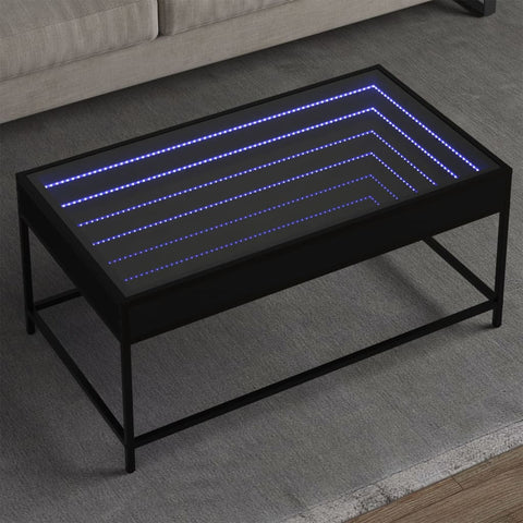vidaXL Coffee Table with Infinity LED Black 90x50x41 cm