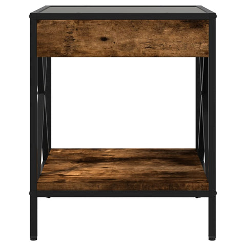 vidaXL Coffee Table with Infinity LED Smoked Oak 40x40x49 cm