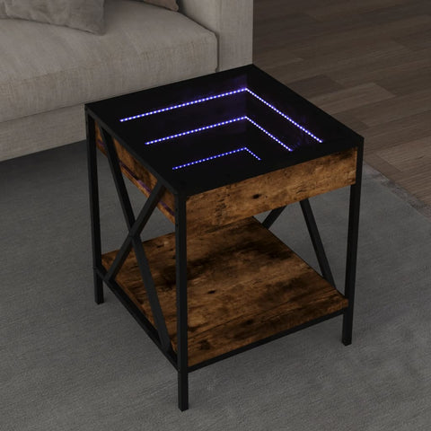 vidaXL Coffee Table with Infinity LED Smoked Oak 40x40x49 cm
