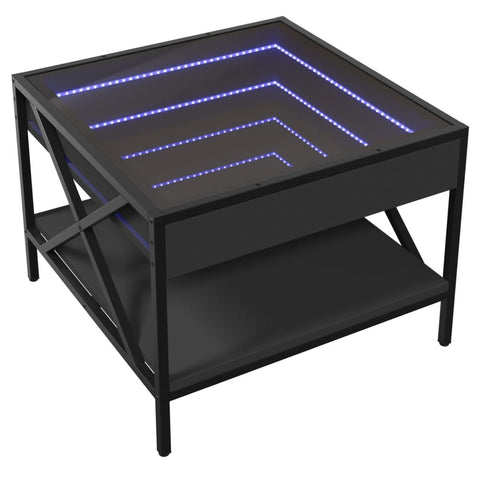 vidaXL Coffee Table with Infinity LED Black 50x50x38 cm