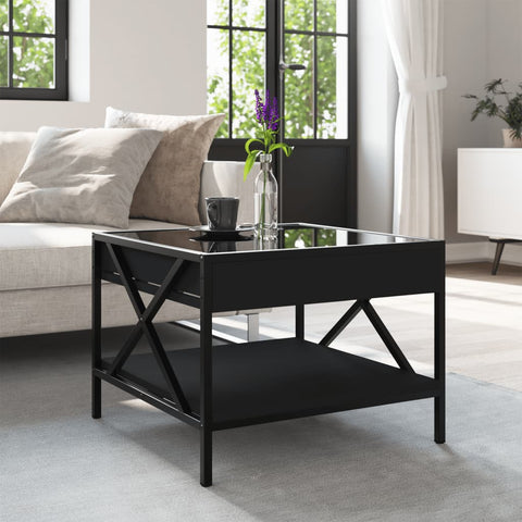 vidaXL Coffee Table with Infinity LED Black 50x50x38 cm