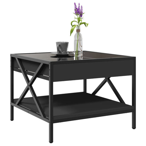 vidaXL Coffee Table with Infinity LED Black 50x50x38 cm