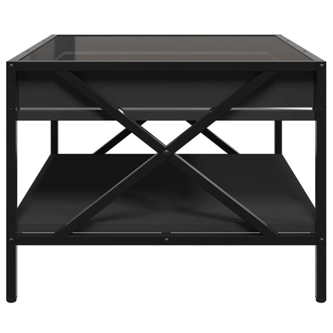 vidaXL Coffee Table with Infinity LED Black 50x50x38 cm