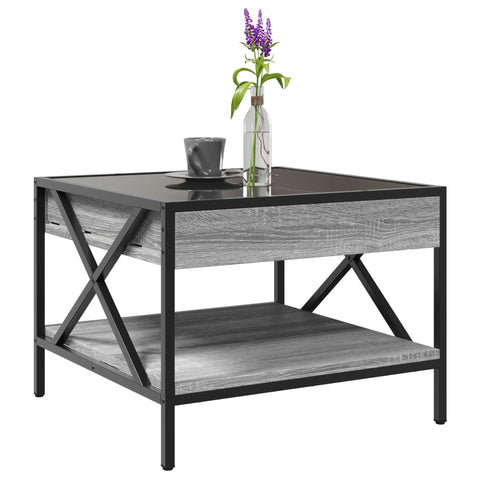 vidaXL Coffee Table with Infinity LED Grey Sonoma 50x50x38 cm