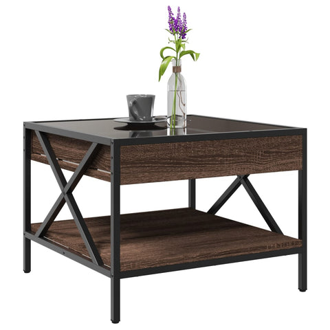 vidaXL Coffee Table with Infinity LED Brown Oak 50x50x38 cm