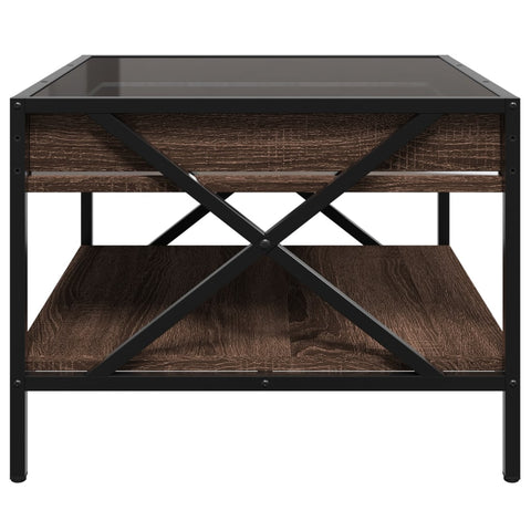 vidaXL Coffee Table with Infinity LED Brown Oak 50x50x38 cm