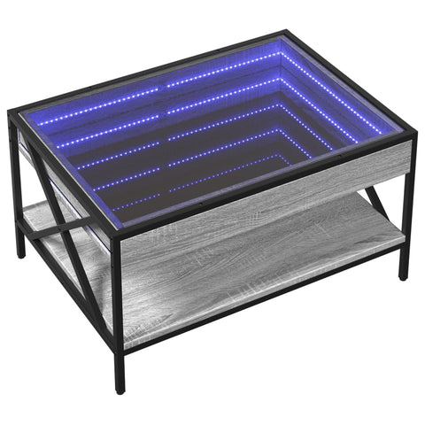 vidaXL Coffee Table with Infinity LED Grey Sonoma 70x50x38 cm