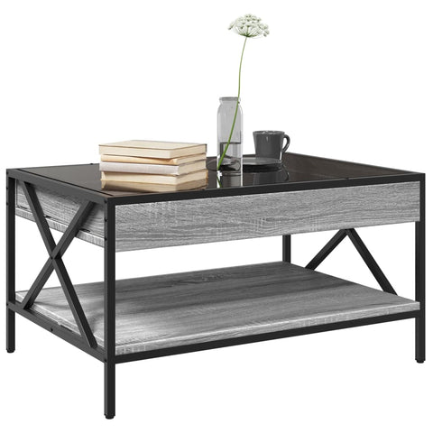 vidaXL Coffee Table with Infinity LED Grey Sonoma 70x50x38 cm