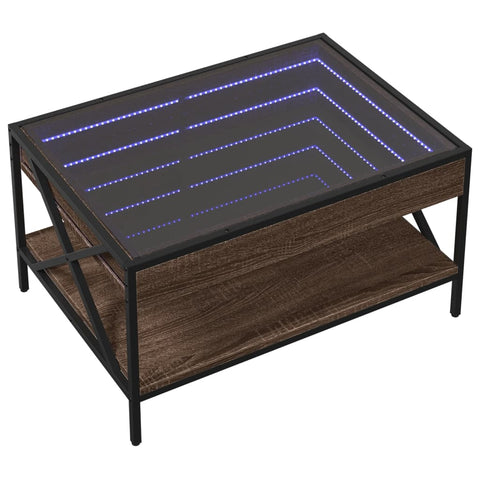 vidaXL Coffee Table with Infinity LED Brown Oak 70x50x38 cm
