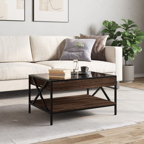 vidaXL Coffee Table with Infinity LED Brown Oak 70x50x38 cm