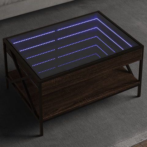 vidaXL Coffee Table with Infinity LED Brown Oak 70x50x38 cm