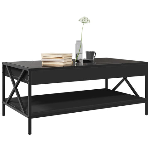 vidaXL Coffee Table with Infinity LED Black 90x50x38 cm