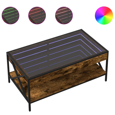vidaXL Coffee Table with Infinity LED Smoked Oak 90x50x38 cm