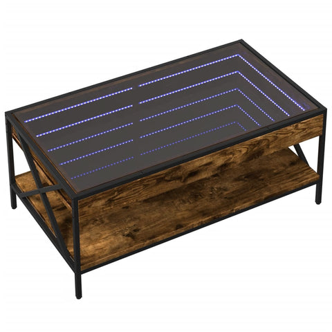 vidaXL Coffee Table with Infinity LED Smoked Oak 90x50x38 cm
