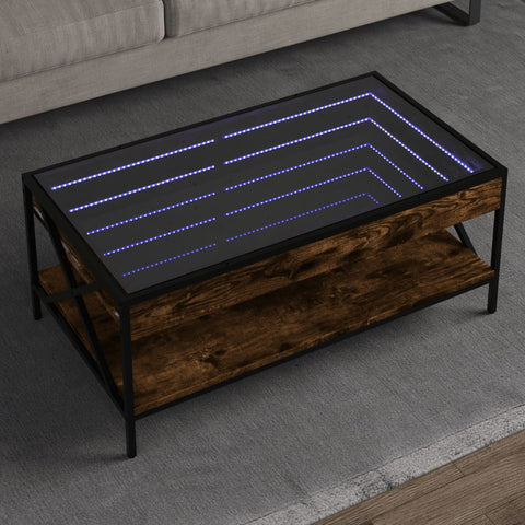 vidaXL Coffee Table with Infinity LED Smoked Oak 90x50x38 cm