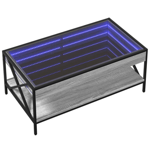 vidaXL Coffee Table with Infinity LED Grey Sonoma 90x50x38 cm