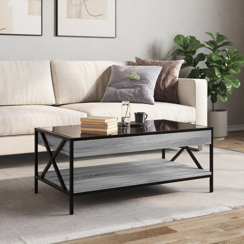 vidaXL Coffee Table with Infinity LED Grey Sonoma 90x50x38 cm