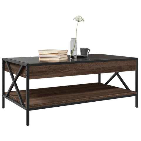 vidaXL Coffee Table with Infinity LED Brown Oak 90x50x38 cm