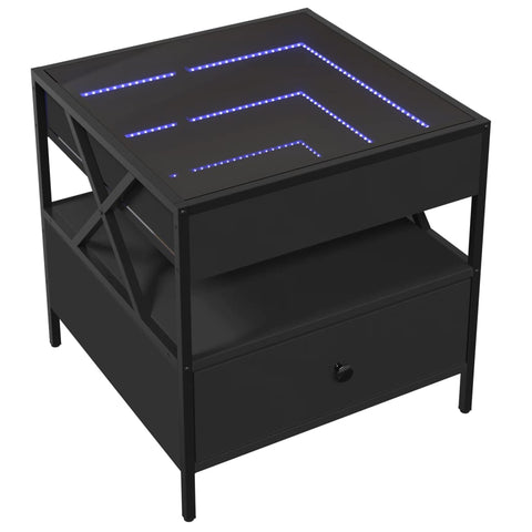 vidaXL Coffee Table with Infinity LED Black 50x50x51 cm