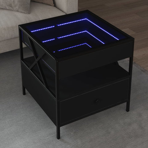 vidaXL Coffee Table with Infinity LED Black 50x50x51 cm