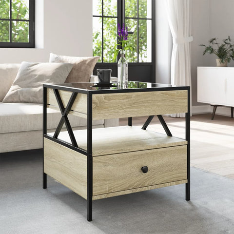 vidaXL Coffee Table with Infinity LED Sonoma Oak 50x50x51 cm