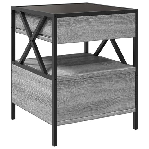 vidaXL Coffee Table with Infinity LED Grey Sonoma 40x40x51 cm