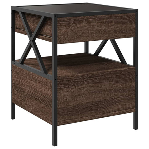 vidaXL Coffee Table with Infinity LED Brown Oak 40x40x51 cm