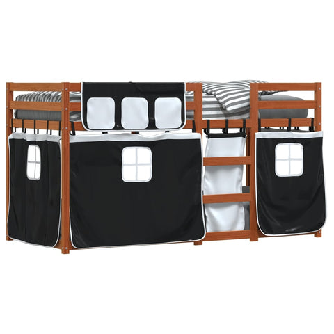 vidaXL Bunk Bed without Mattress White&Black 75x190 cm Small Single Solid Wood Pine