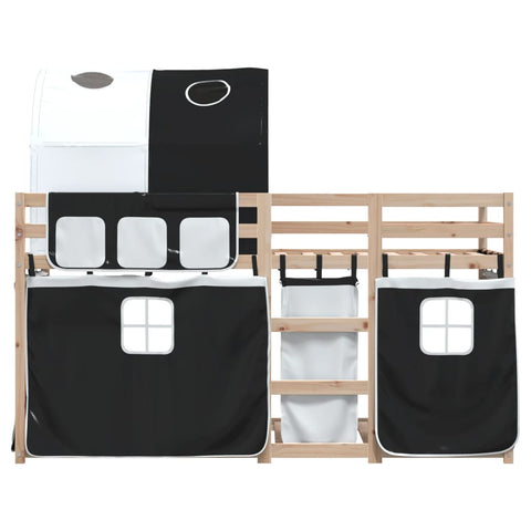 vidaXL Bunk Bed without Mattress White&Black 75x190 cm Small Single Solid Wood Pine
