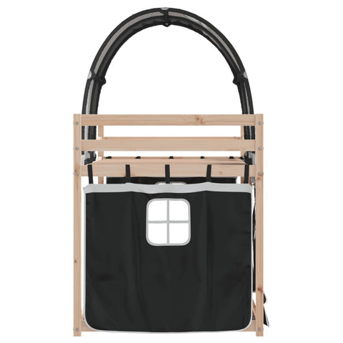 vidaXL Bunk Bed without Mattress White&Black 75x190 cm Small Single Solid Wood Pine