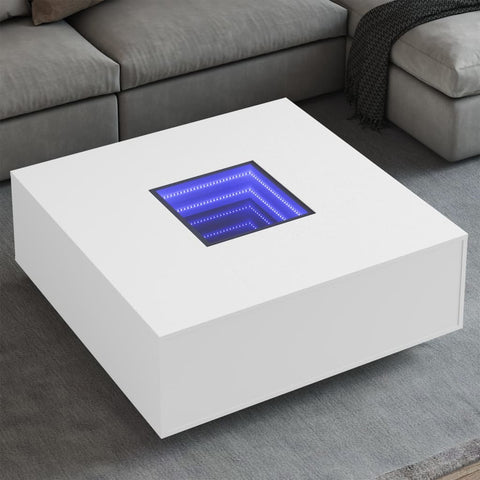 vidaXL Coffee Table with Infinity LED White 100x100x40 cm