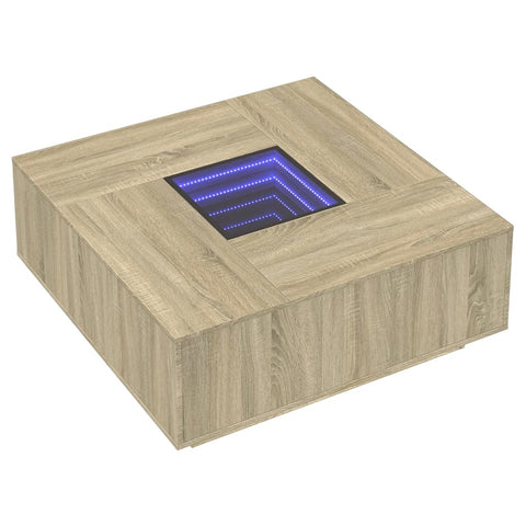 vidaXL Coffee Table with Infinity LED Sonoma Oak 100x100x40 cm