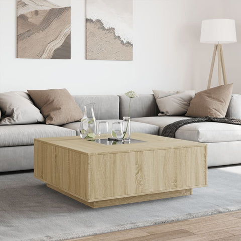 vidaXL Coffee Table with Infinity LED Sonoma Oak 100x100x40 cm