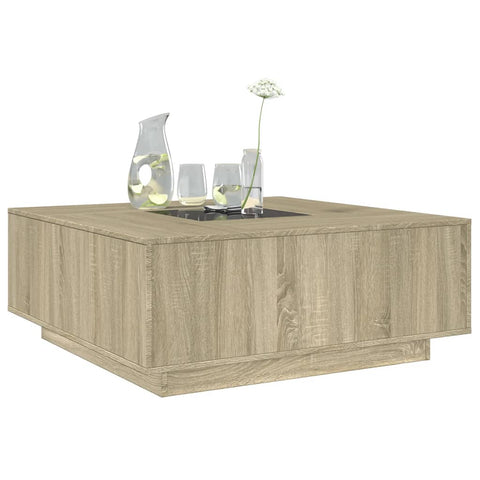 vidaXL Coffee Table with Infinity LED Sonoma Oak 100x100x40 cm