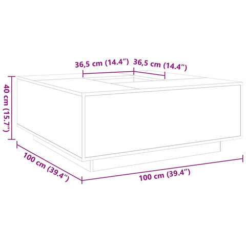 vidaXL Coffee Table Brown Oak 100x100x40 cm Engineered Wood