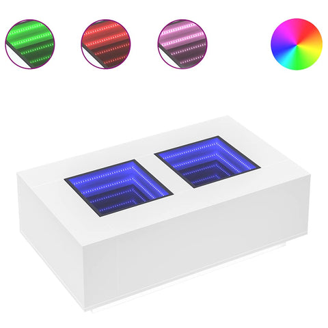 vidaXL Coffee Table with Infinity LED White 116x69x40 cm